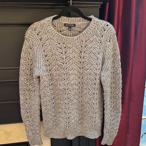 BANANA REPUBLIC Light Gray metallic wool Crewneck Sweater sz L